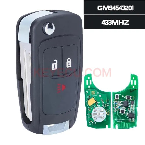 OEM GM94543201 Flip Remote Car Key FOB 3 Button 433Mhz NO CHIP for Chevrolet Spark 2013 2014 2015 2016