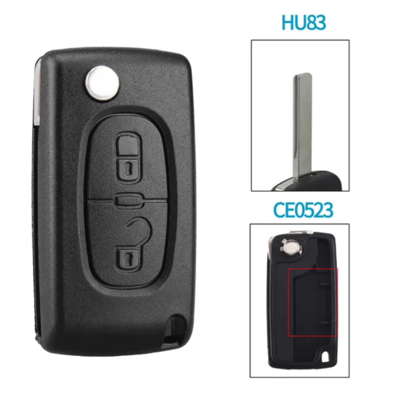 For Peugeot Citroen 433MHz ID46 CE0523 HU83 2 Button Flip Remote Car Key Fob