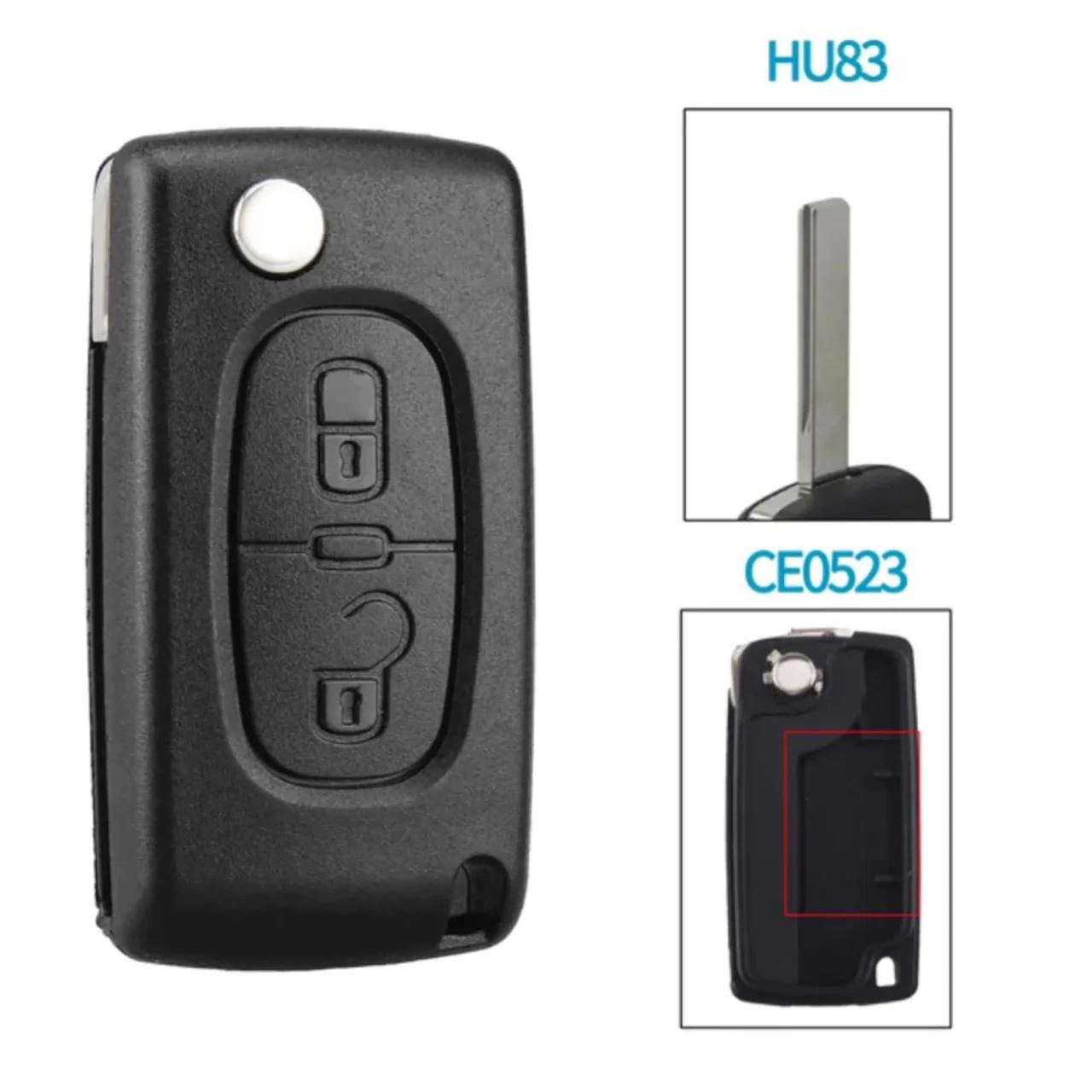 For Citroen Peugeot 433MHz ID46 HU83 CE0523 2 Button Remote Car Key Fob