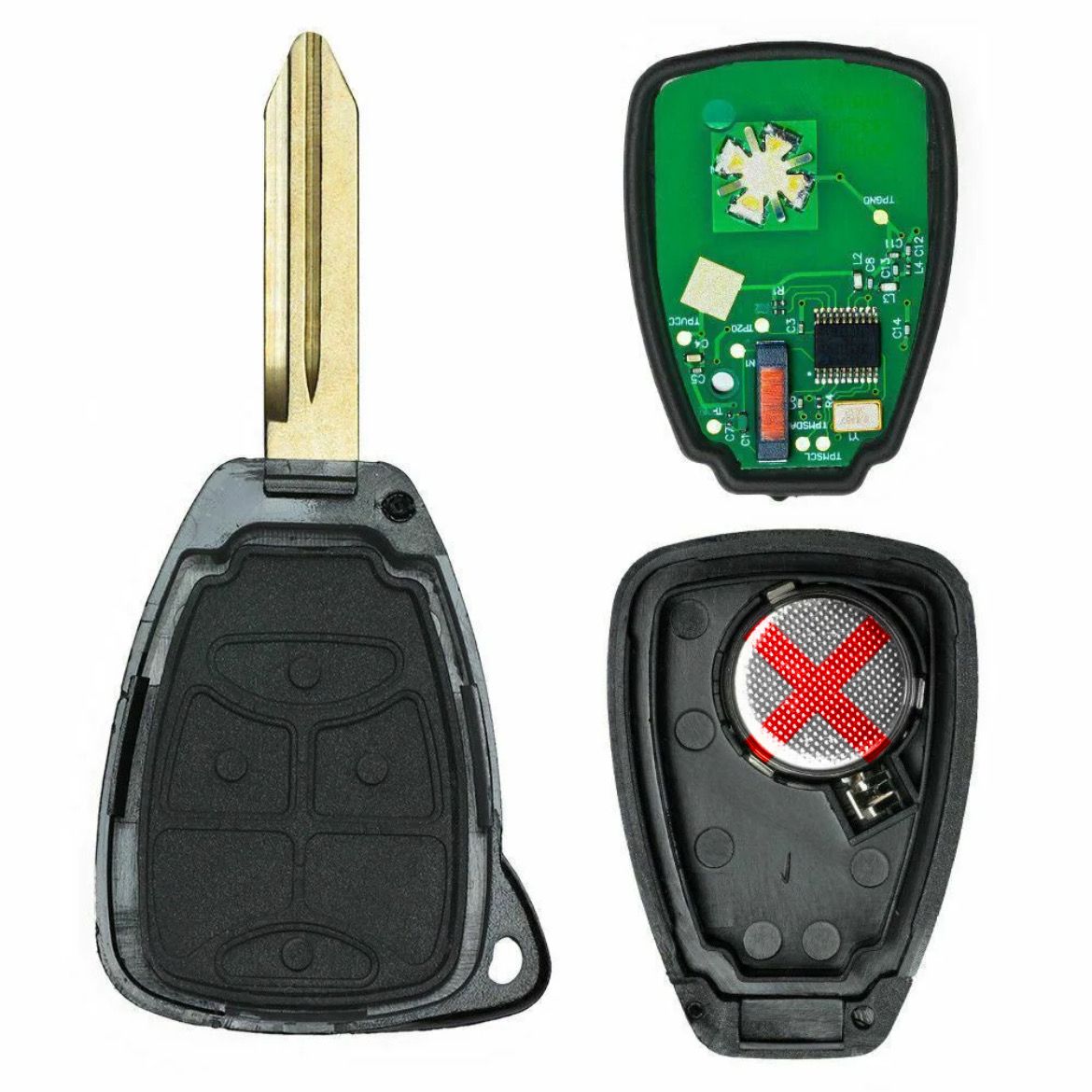 For Chrysler Aspen 2007 -2009 315MHz ID46 KOBDT04A 4 Button Remote Car Key Fob - 2PCS