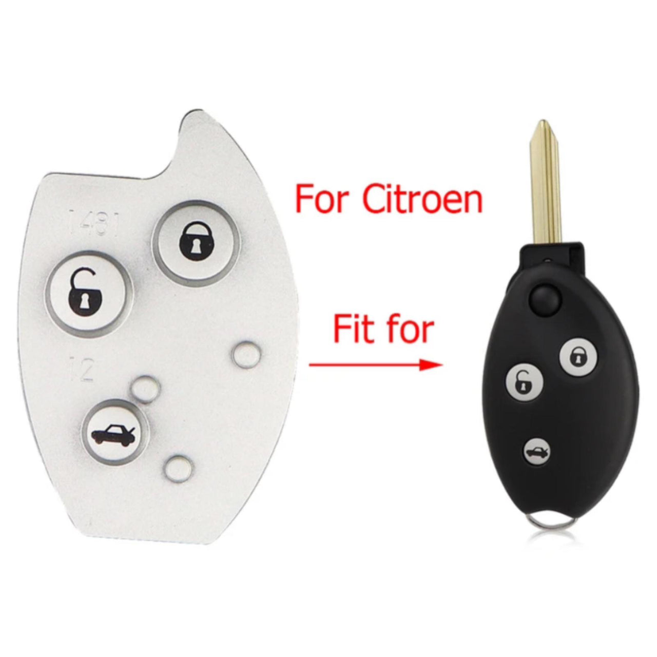 For Citroen Sega 3 Button Remote Rubber Pad