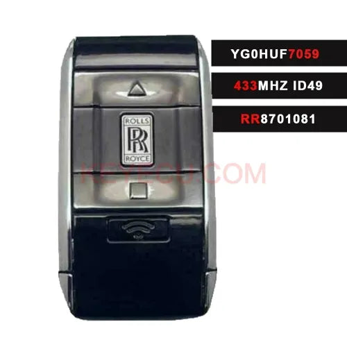 YG0HUF7059 OEM 4 Button 433MHz ID49 Smart Key for 2017 2018 Rolls Royce Cullinan Phantom