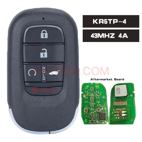 Keyless Go Smart Remote Key FSK 433.92MHz 4A Chip Fob for Honda Civic HR-V 2022 2023 FCCID: KR5TP-4 HO01