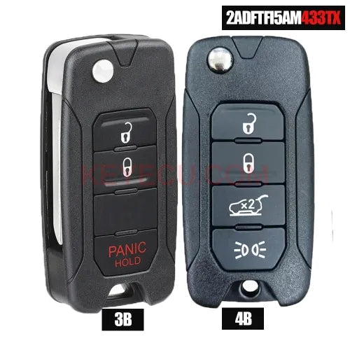 OEM 2ADFTFI5AM433TX 433MHz with Chip Megamos AES 4 Buttons Flip Remote Key for Fiat 500X Jeep Renegade 2016 2017 2018 SIP22 Blade