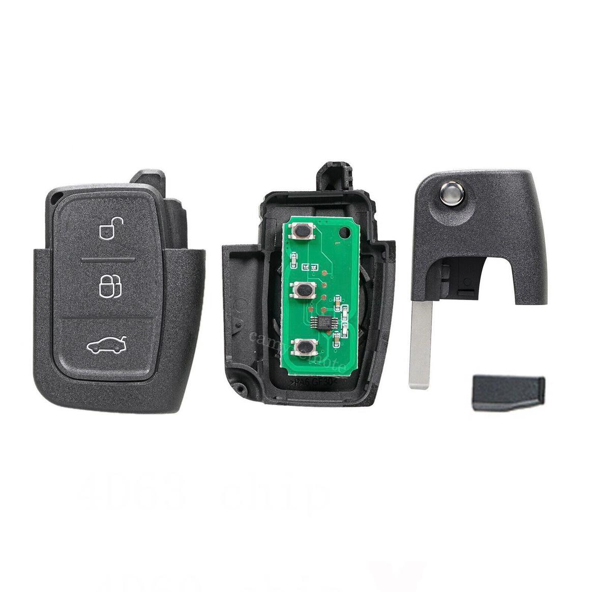 For Ford Focus Mondeo Fiesta S-Max 433MHz 4D63 3 Button Remote Car Key Fob