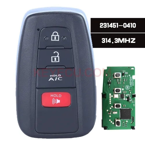 Board ID: 231451-0410, 0410 , HYQ14FBE Smart Remote Key FOB 314.3MHZ 8A Chip for Toyota Prius Prime 2017 - 2021