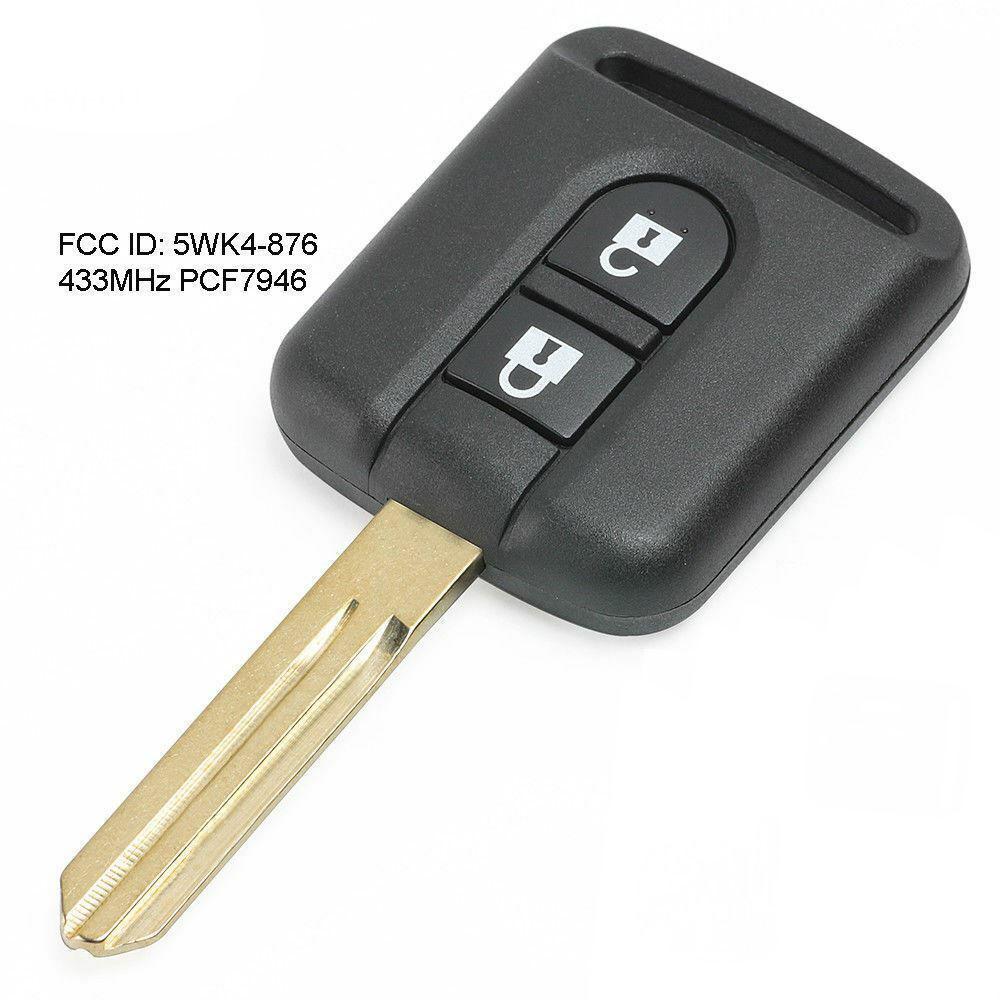 For Nissan Micra Navara Qashqai 2 Button 433MHz ASK ID46 PCF7946A Car Key Fob