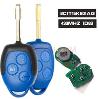 Thumbnail for 6C1T15K601AG Cheap Remote Key FOB 3 Button 433MHz 4D63 Chip for Ford Transit WM VM 2006-2014 FO21