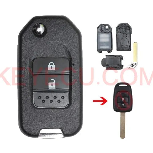 Modified Folding Remote Key Shell Case Fob 2 Button for Honda