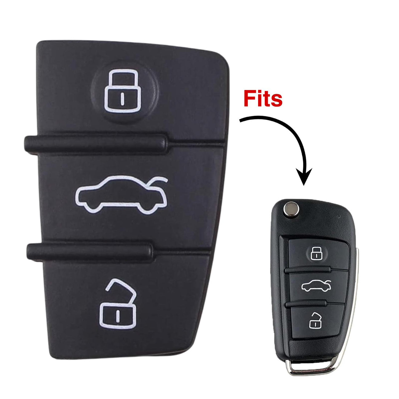 For Audi A3 A4 A5 A6 A8 3 Button Rubber Pad Flip Remote Key Fob Replacement