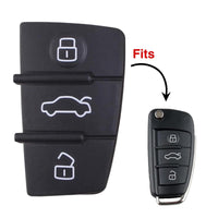 Thumbnail for For Audi A3 A4 A5 A6 A8 3 Button Rubber Pad Flip Remote Key Fob Replacement