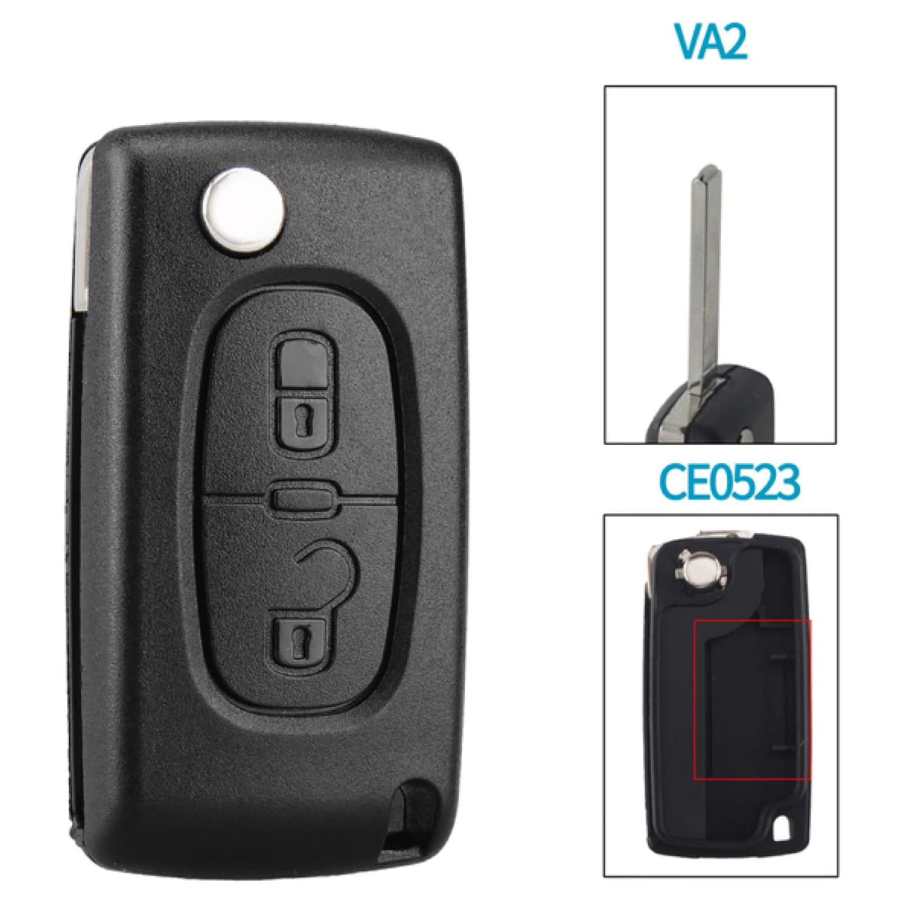 For Peugeot 207 307 VA2 CE0253 2 Buttons Flip Remote Key Shell No Battery Holder