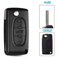 Thumbnail for For Peugeot CE0523 HU83 Blade No Battery Holder 3 Buttons Flip Remote Key Shell Fob