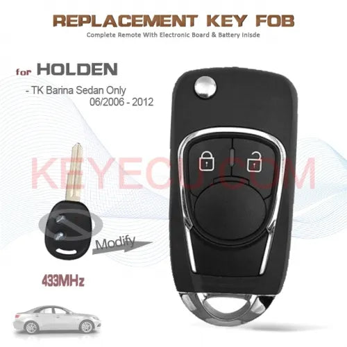 Upgrade Remote Key 2 Button 433MHz ID46 Fob for Holden TK Barina SEDAN 2006-2012 DWO5R Blade