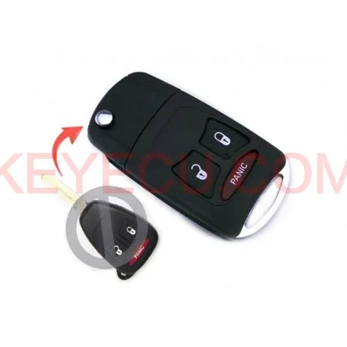 Modified Flip Remote Key Shell 3 Button for Chrysler