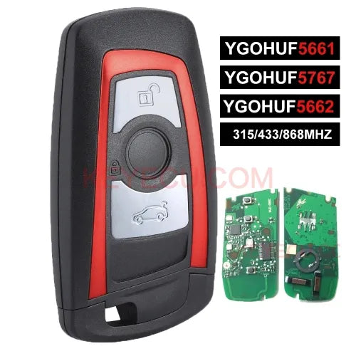 Red YGOHUF5662, YGOHUF5767, YGOHUF5661 Smart Remote Key Fob 3 Button 315MHz/433MHZ/868MHZ PCF7953 / PCF7945 for BMW F Chassis FEM / BDC CAS4 CAS4+