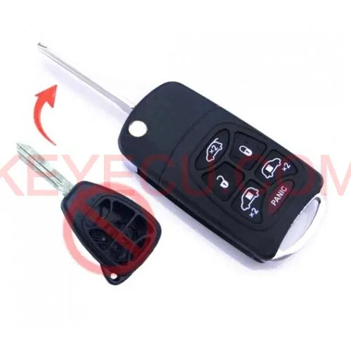 Modified Flip Remote Key Shell 6 Button for Chrysler