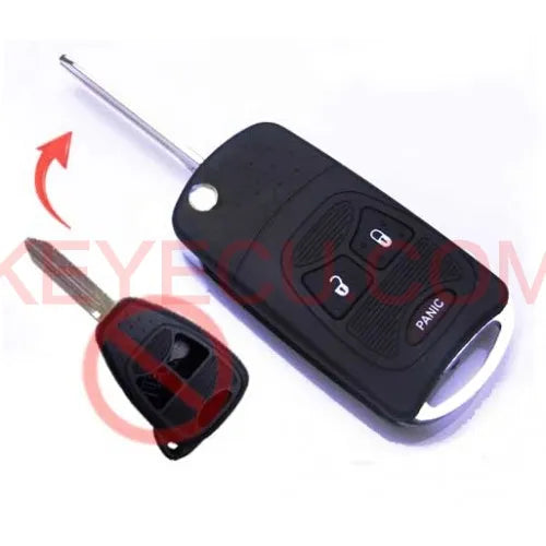 Modified Flip Remote Key Shell 2+1 Button For Chrysler