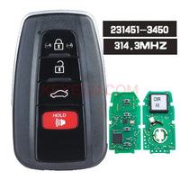 Thumbnail for 231451-3450 HYQ14FLA Smart Remote Key 4 Button Fob 314.3MHz for Toyota Camry 2018-2023