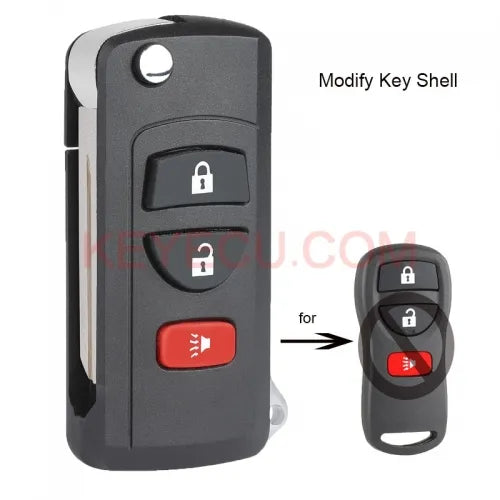 Modified Flip Remote Key Shell 3 Button for Nissan Pathfinder Titan Xterra Quest Frontier Murano