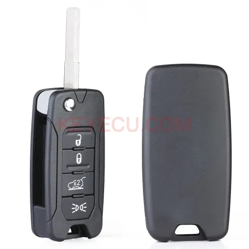 Replacement Flip Remote Key Shell Case Fob 4 Button for Jeep Renegade 2015 -2018