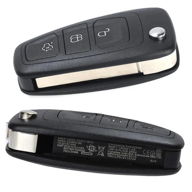 For Ford C-Max Focus Grand C-Max Mondeo 2010-2014 4D63 434MHz HU101 5WK49986 Car Key Fob