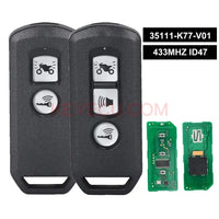 Thumbnail for P/N: 35111-K77-V01 Motorcycle Key 2/3 Button Smart Card Remote Key 433Mhz ID47 Chip for Honda K77 2017 2018 2019