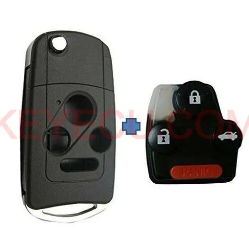 Flip Remote Key Shell Case Fob 4B for Honda Accord Civic Pilot W/ Button Pad