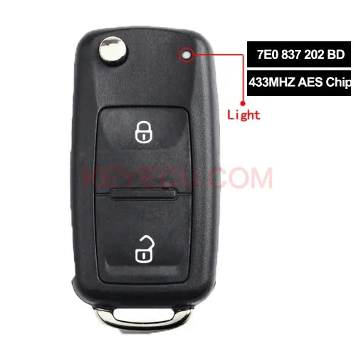 7E0837202BD/ 7E0 837 202BD for Volkswagen Amarok Transporter T6 Remote Key Fob 433MHz ASK MQB Chip