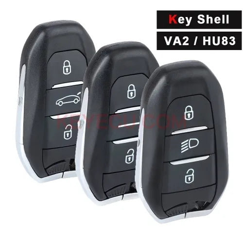 Smart Remote Car Key Shell 3 Buttons Fob for Peugeot 5008 508 2020 2021 HU83 / VA2 Blade