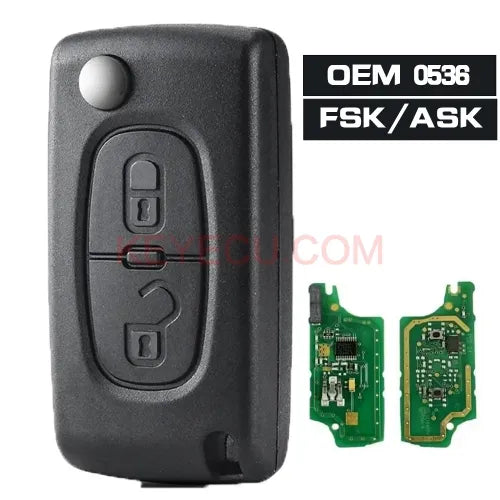 OEM Remote Key CE0536 0536 Flip Key 2 Button ASK / FSK 433MHz ID46 for Peugeot 207 307 407 408 308 ,for Citroen C2 C3 C4 C6 C8 HU83/VA2