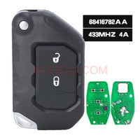 Thumbnail for OHT11302612 Button Flip Remote Key ASK 433MHZ PCF7939M 4A Chip for Jeep Wrangler 2018-2019 PN: 68416782AA