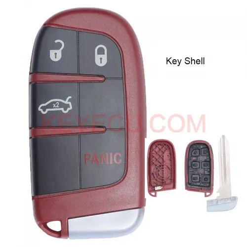 Red Replacement Remote Key Shell Case Fob 3+1 Button for Chrysler Jeep Dodge 2011-2018