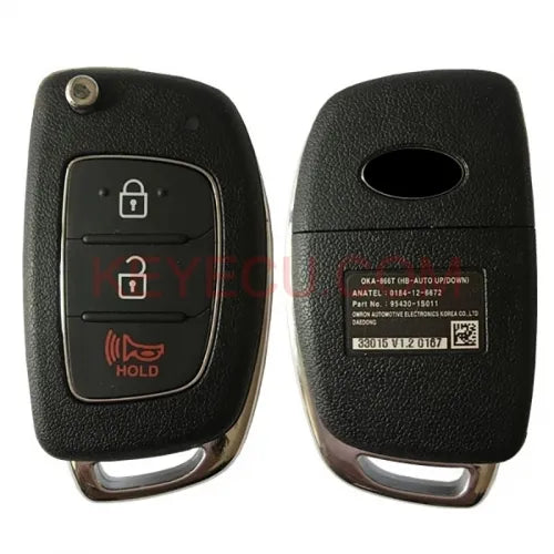 Original OEM 95430-1S011 / 95430-1S001 Flip Remote Key 3 Button 433MHz 4D60 80BIT for Hyundai HB20 OKA-866T