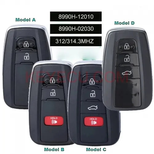 Board ID: 231451-2000 , 8990H-12010, 8990H-02030 Smart Remote Smart Key 312/314.3MHz / 433MHz 4A Chip for Toyota Corolla FCC ID: HYQ14FBN