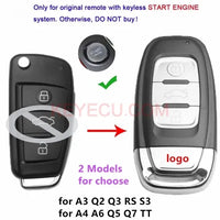 Thumbnail for Upgraded Keyless Smart Remote Key Shell Case Cover 3 Buttons for Audi A3 A4 A6 A8 Q2 Q3 Q5 Q7 R3 RS3 RS5 TT