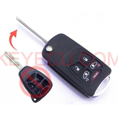 Modified Flip Remote Key Shell 5 Button for Chrysler