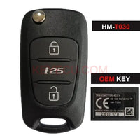 Thumbnail for HM-T030 OEM Genuine Flip Key Fob Keyless Remote 2 Button PCF7936 433MHz For Hyundai I25 2010+