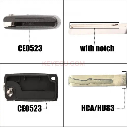 OEM Remote Key CE0536 0536 Flip Key 2 Button ASK / FSK 433MHz ID46 for Peugeot 207 307 407 408 308 ,for Citroen C2 C3 C4 C6 C8 HU83/VA2