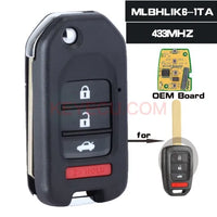 Thumbnail for FCC ID: MLBHLIK6-1TA Upgraded Flip Remote Key 433MHz for Honda Civic Accord 2016-2020 ( OEM Board )