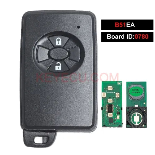 FCCID: B51EA 2 Button 433Mhz for Toyota Corolla Auris Rav4 Yaris 2006+ Smart Key 0780 PCB P1 D4 4D67 89904-52071