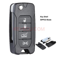 Thumbnail for Replacement Flip Remote Key Shell Case Fob 4 Button for Jeep Renegade 2015 -2018