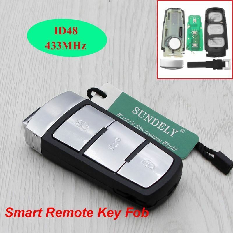 Fits VW Passat CC Magotan 433Mhz ID48 Chip 3 Buttons Remote Car Key Fob NEW