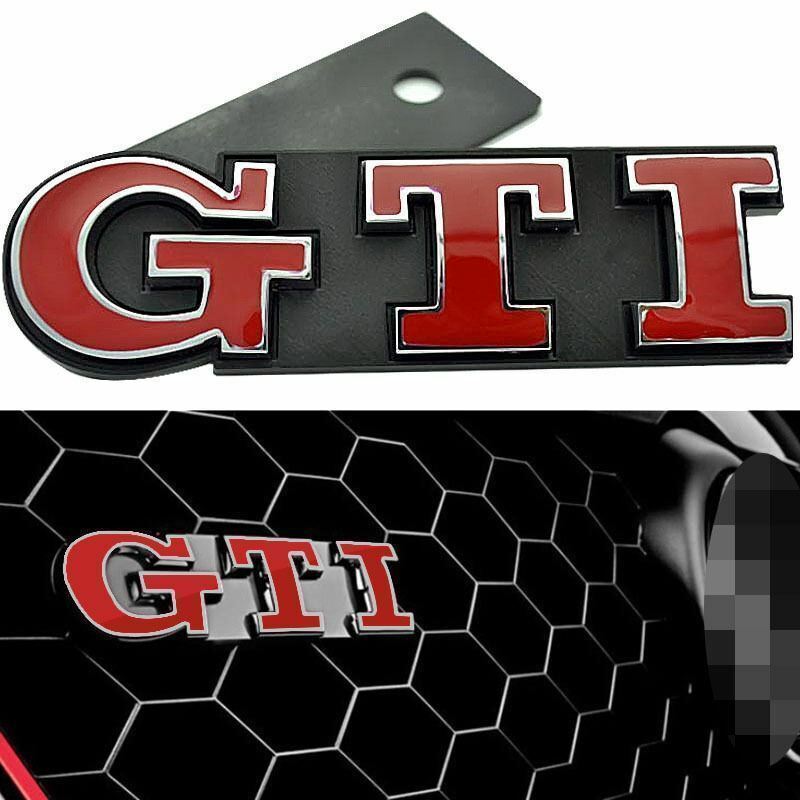 GTI Front Car Badge Golf Polo Grill Red Emblems Decal