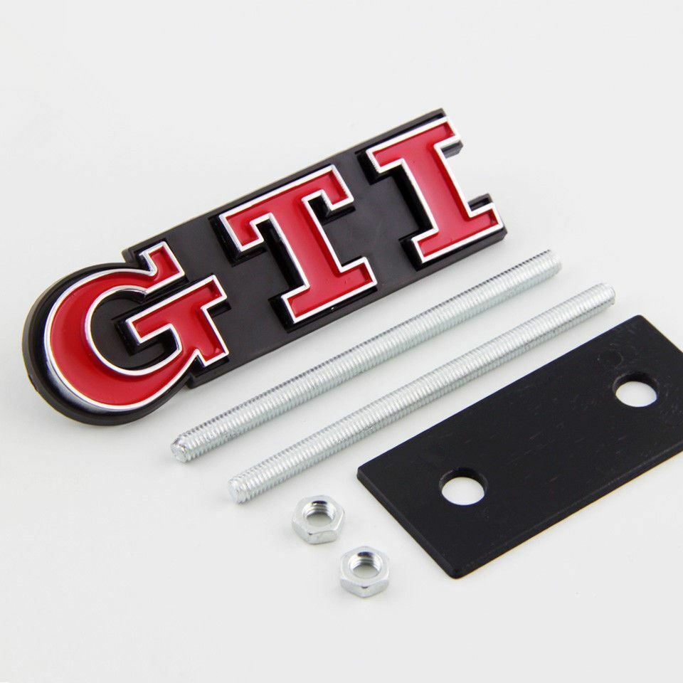 GTI Front Car Badge Golf Polo Grill Red Emblems Decal