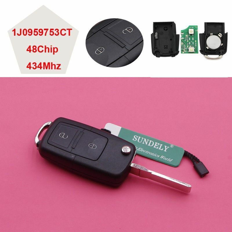 Fits Seat Leon 2001-2005 1J0 959 753 CT 434MHz ID48 2 Button Car Key Fob NEW