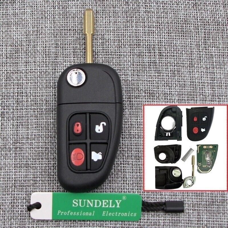 Fits Jaguar XJ XJR X S type 4 Button 433MHz Car Key Fob