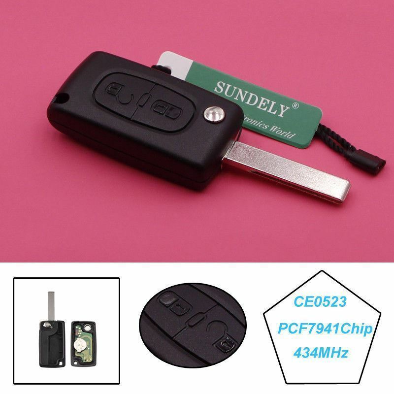 Fits Citroen For Peugeot 2 Buttons 434mhz HU83 PCF7941 Car Key Fob