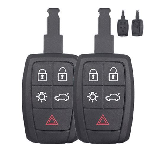 Fits Volvo C30 S40 V50 C70 2004-12 5 Button Car Key Fob - 2PCS