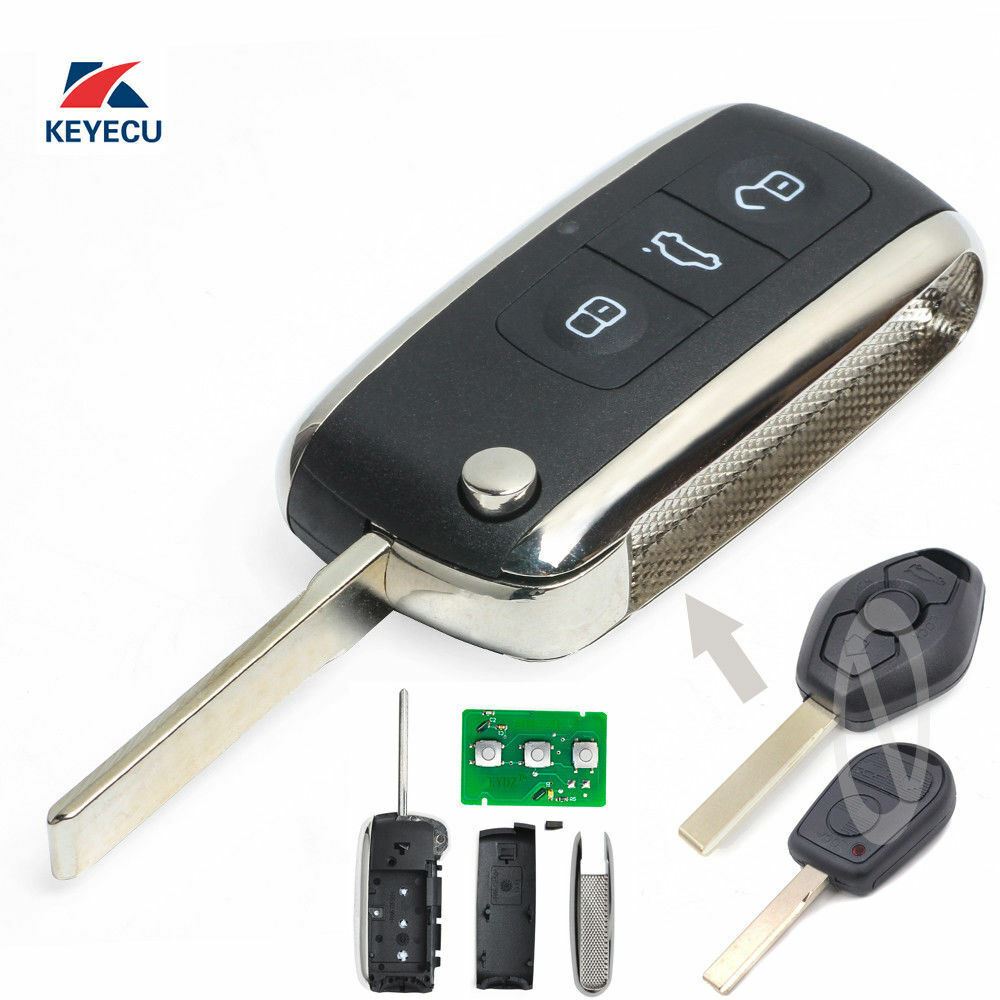 Fits BMW Bentley Style 315MHz 433MHz ID44 HU92 3 Button Folding Car Key Fob